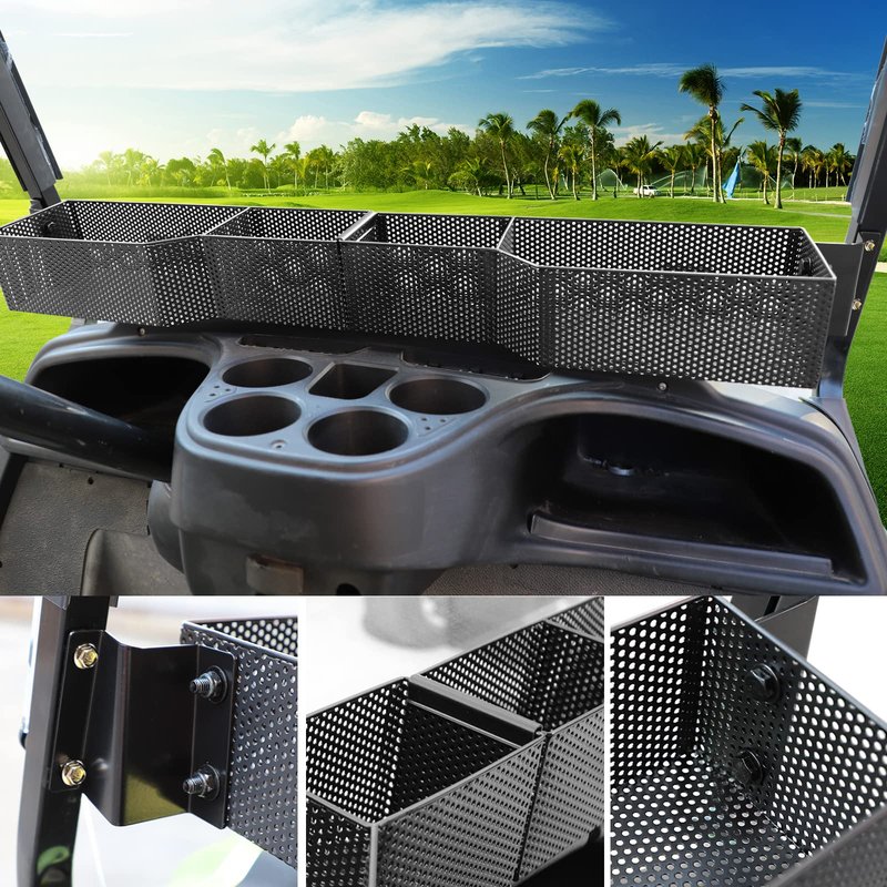 Roykaw Golf Cart Front Inner Basket Dash Storage/Tray Organizer Rack Compatible with Yamaha G29/Drive/Drive 2 G&E Golf Cart,Upgrade Larger Compartments & More Sturdy and Durable, Easy Installation