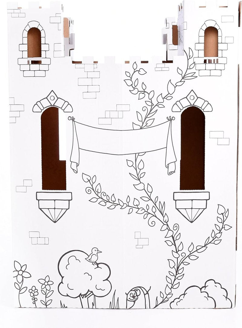 Fairy Tale Castle Playhouse - Creative Indoor/Outdoor Kids Art & Craft | 32" X 32" X 43.5", White, Age 3+