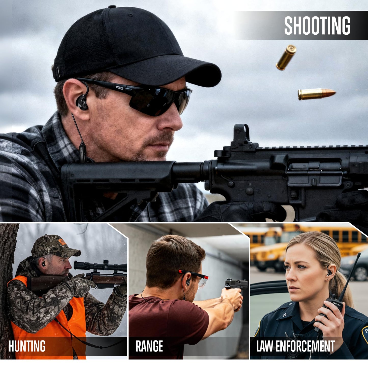 GLORYFIRE Bluetooth Shooting Ear Protection Earplugs,Shooting Ear Buds for Hearing Protection, Noise Reduction Ear Protection for Gun Range(Matte Black)