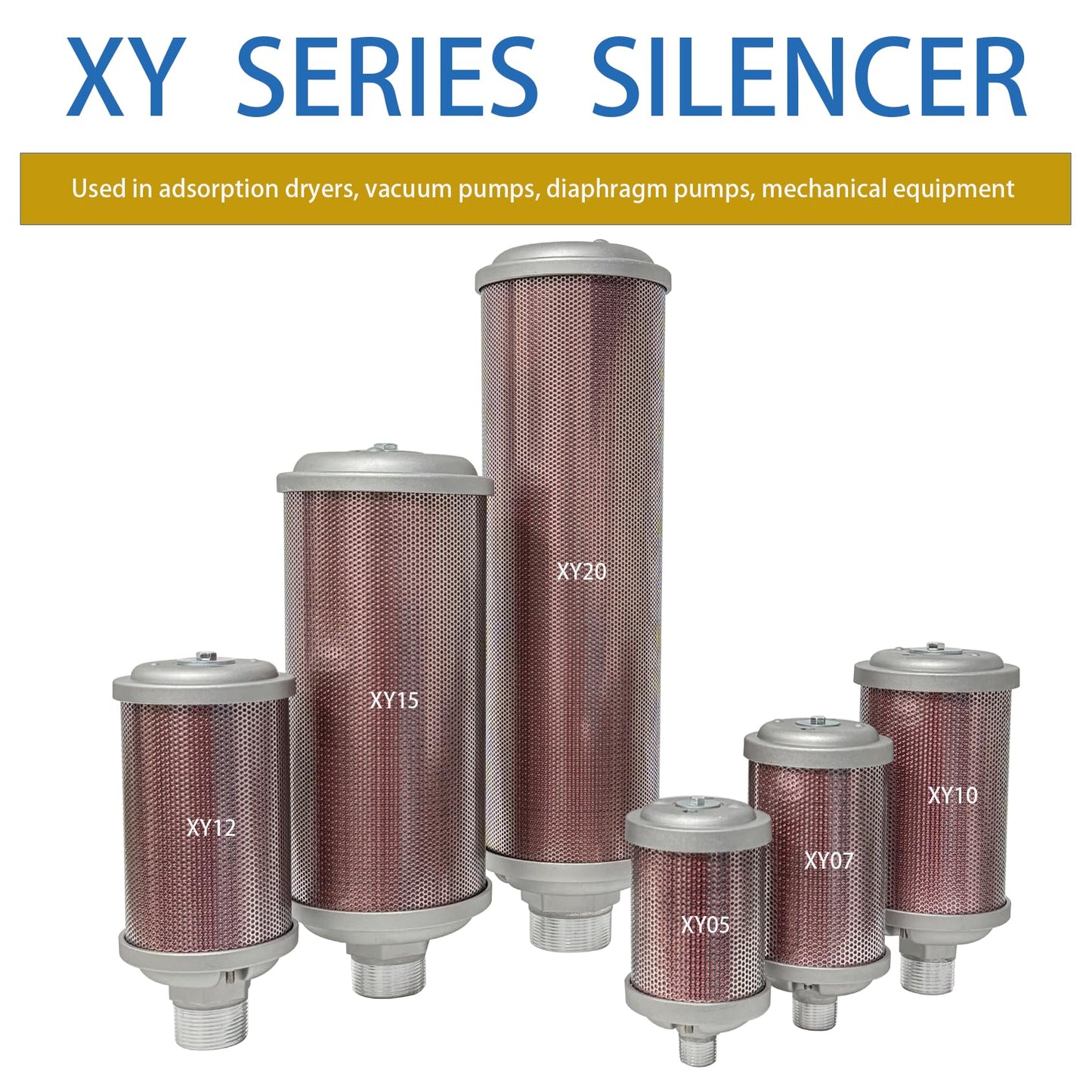 XY20 Air Compressor Muffle，Dryer Silencer 2" NPT，for Drying Machine Diaphragm Pump Exhaust Noise Reduction，XY-20 M20，Muffler Replacement Part X20