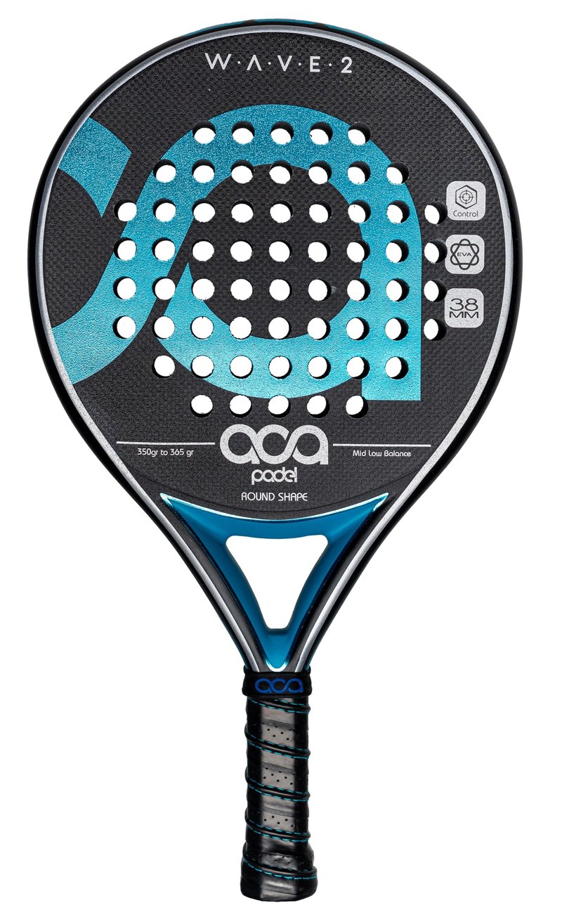 ACA Wave 2 Professional Padel Racket | 3K Carbon | Round Shape | EVA Soft Black | Low-Medium Balance | Great Control & Maneuverability