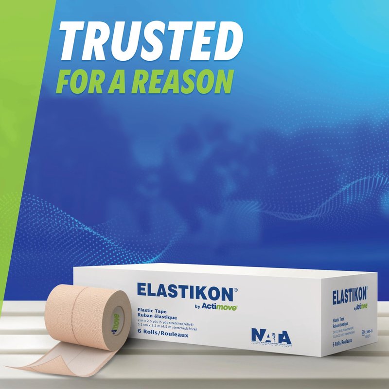 ELASTIKON by Actimove Elastic Athletic Tape - Provides Support for Sprains, Strains, Muscle Injuries - for Sport and Veterinary Applications - 2 in x 2.5 yd, 6 Rolls