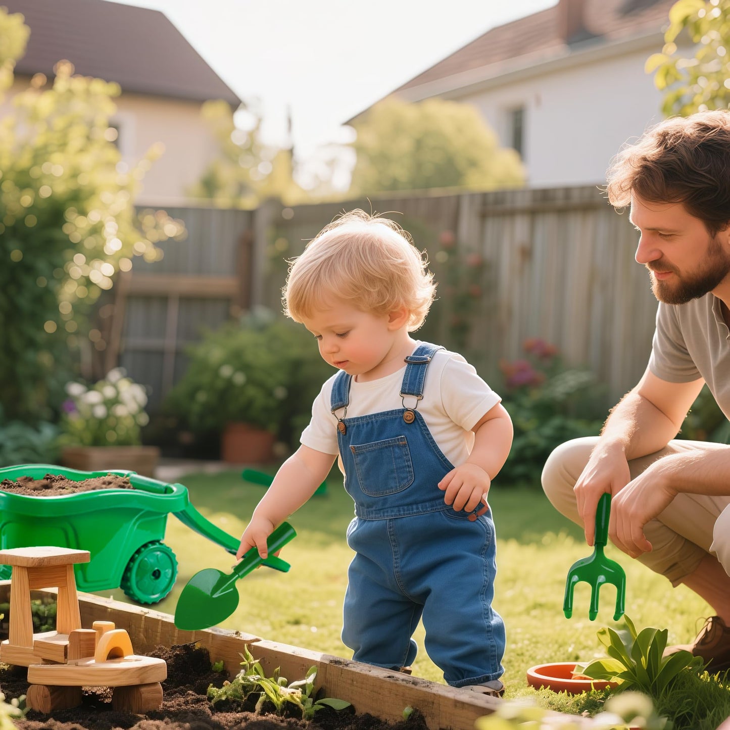 Kids Gardening Tools with Outdoor Yard Wheelbarrow Set Toys, Ages 3+