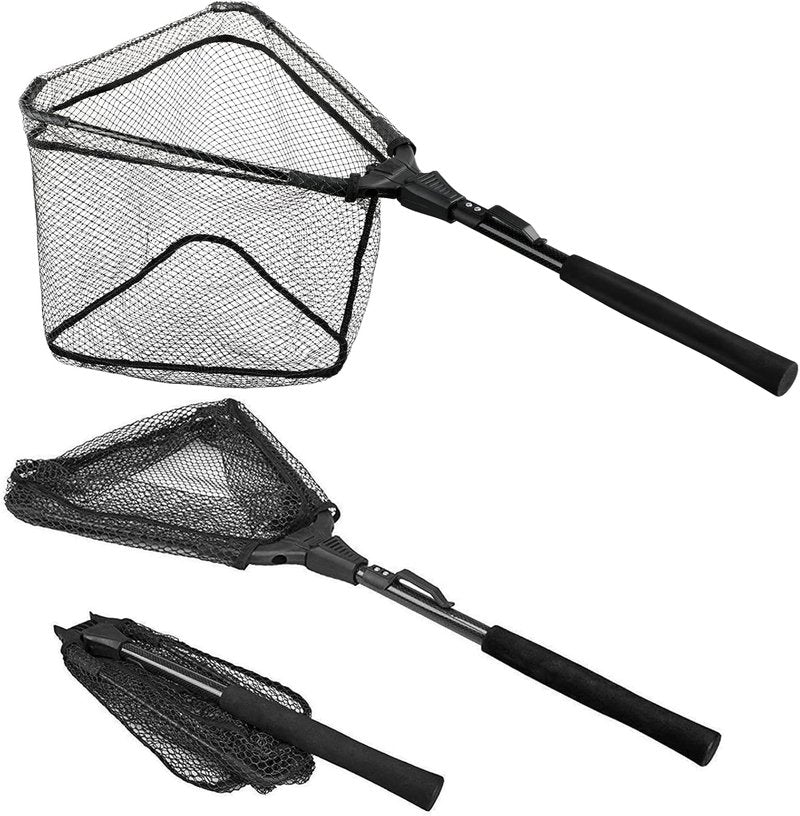 Fishing Net - Floating Landing Net with Telescopic Handle | Nylon Mesh for Bass & Trout Fishing in Pond, Lake, River