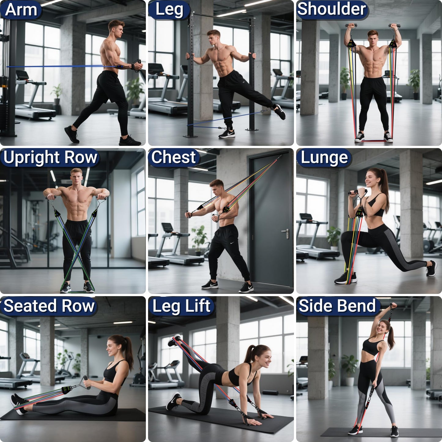 Readaeer Resistance Bands, Exercise Bands for Working Out, Work Out Bands with Handles for Men and Women for Indoor and Outdoor Sports