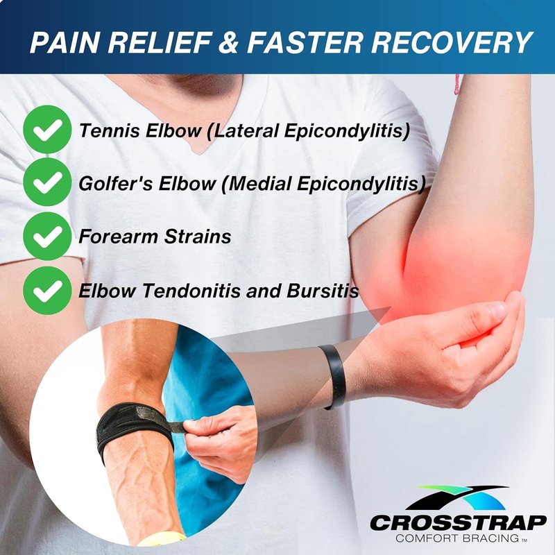 Tennis Elbow Brace for Tendonitis Relief | Adjustable Compression Support for Men & Women - Small Size