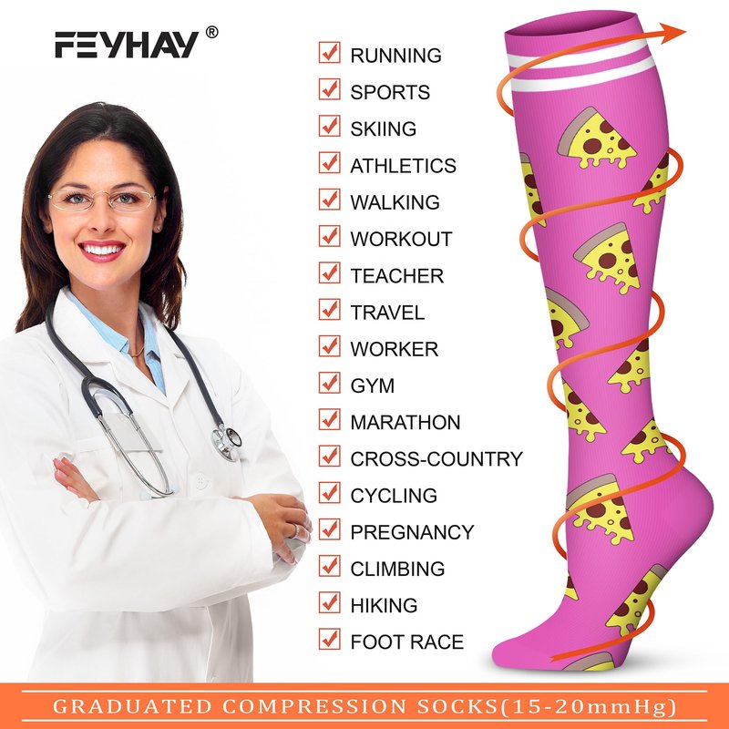 FEYHAY Copper Compression Socks (8 Pairs) 15-20 mmHg is BEST Graduated Athletic & Daily for Men & Women Running Travel Nurses Pregnant - Boost Performance, Blood Circulation & Recovery