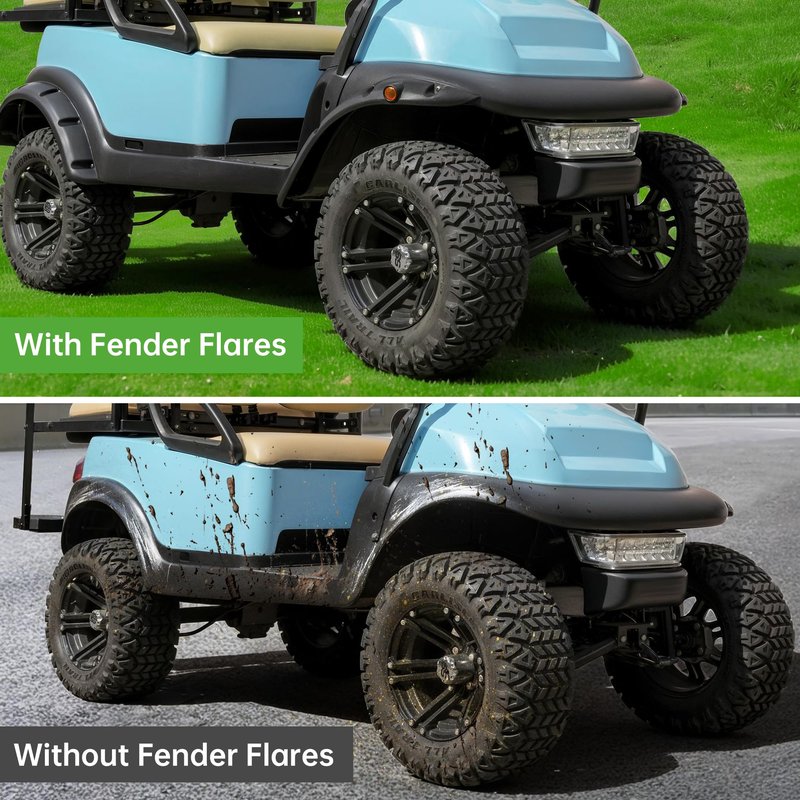 10L0L Golf Cart Fender Flares for Club Car Precedent 2004-Up Gas & Electric, Front & Rear Set of 4 with Stainless Steel Screws, Amber Reflectors (Not Fit Modified Models)