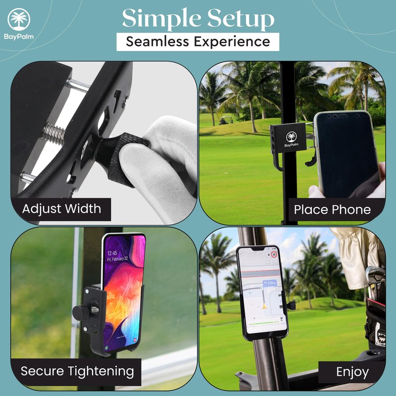BayPalm - Magnetic Golf Cart Phone Holder - Cell Phone Holder for Golf Cart - iPhone