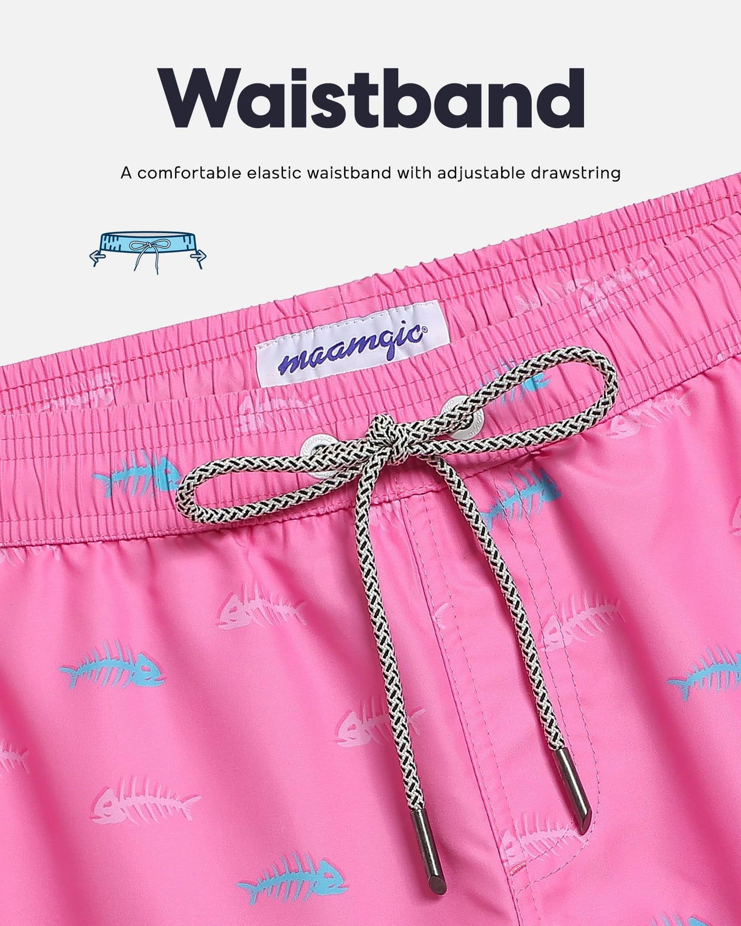 maamgic Mens Swim Trunks Quick Dry Swim Shorts with Mesh Lining Funny Swimwear Bathing Suits 7inch Pink Shark X-Large