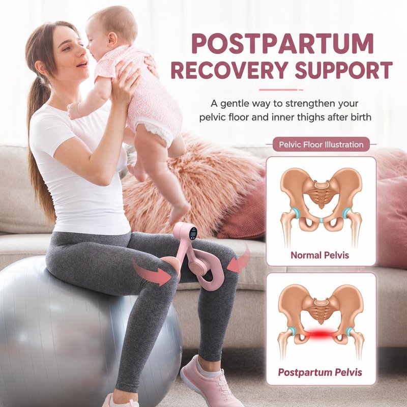 Hip Thigh Trainer, 360°Adjustable Pelvic Floor Exercise with LED Display, Inner Thigh Workout & Postpartum Recovery for Women, Home Gym Equipment for Hip, Leg, Arm