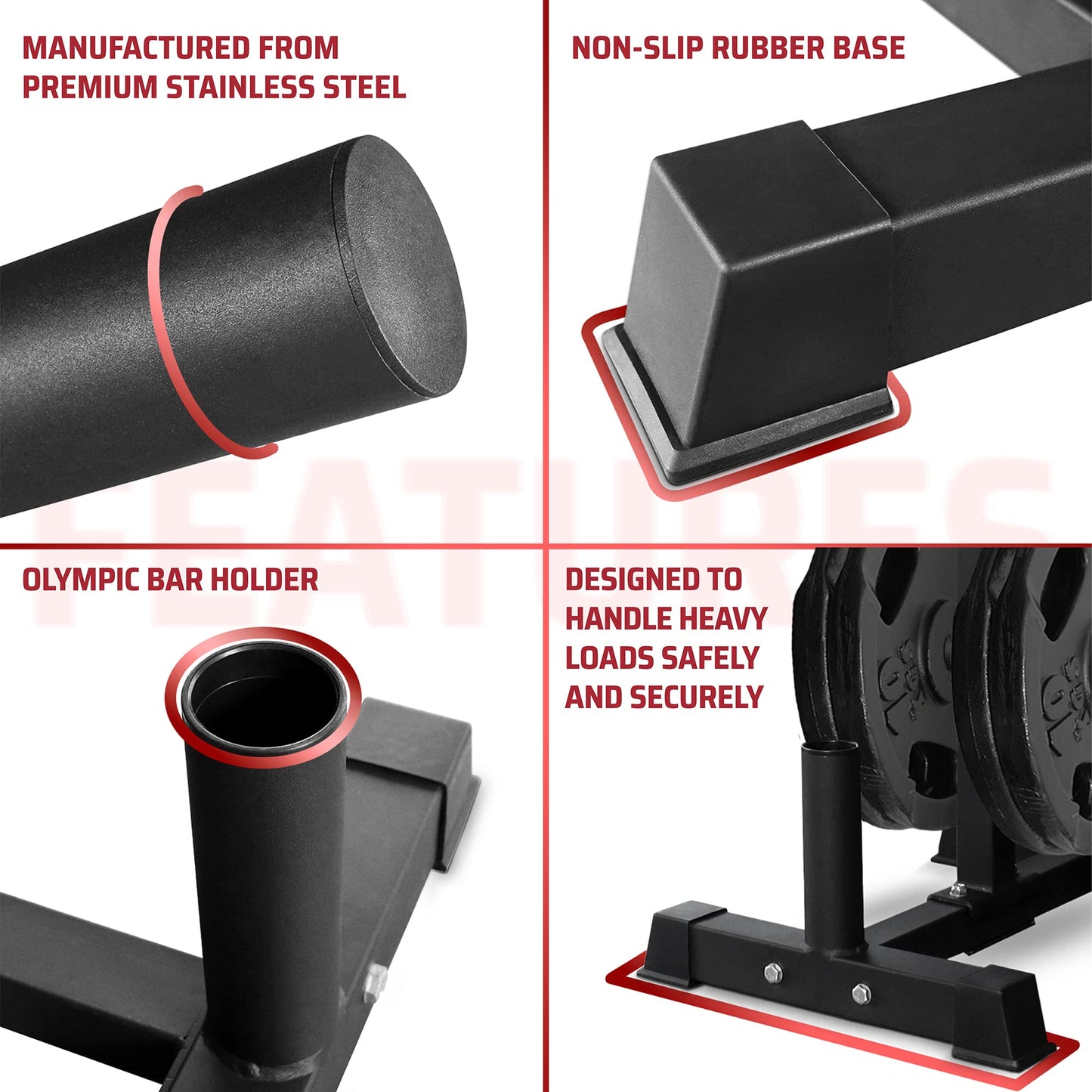 Yes4All 6-Pegs Olympic Weight Plate & 2 Barbells - Weight Plate Tree Holder & Vertical Barbell Storage Rack