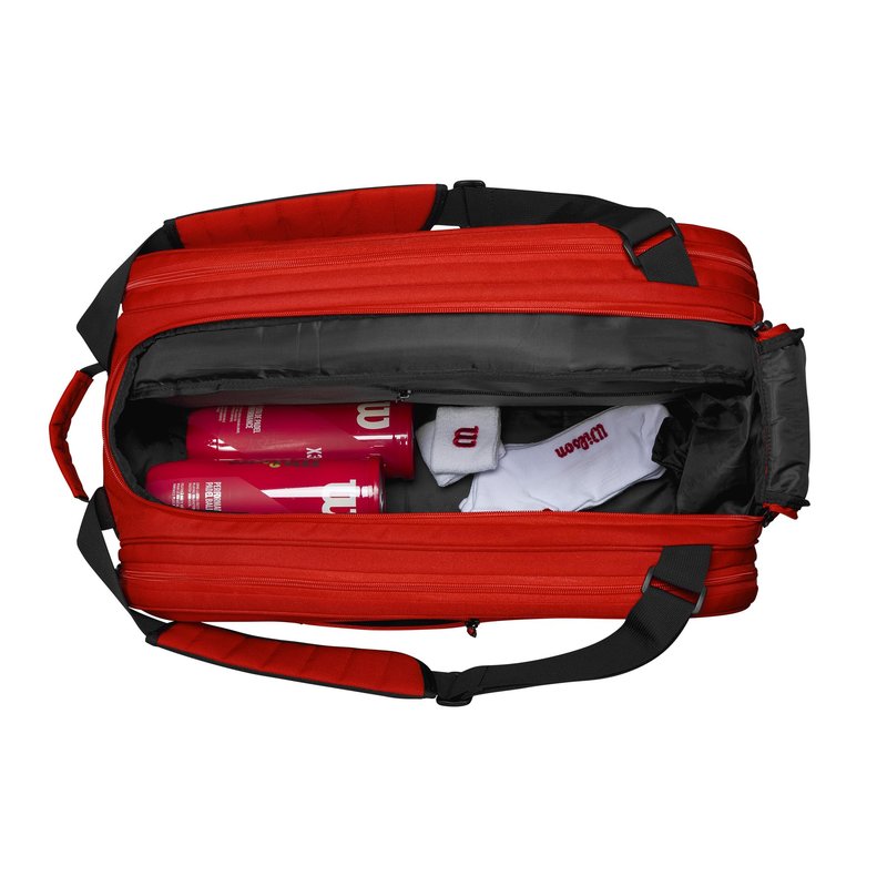 WILSON Tour Padel Bag - Holds up to 6 Paddles, Red/Black