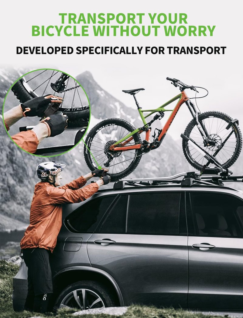 EBike Rack Straps, 4 Pieces, 39 in (1 m) Length, 0.8 mm Width, 440 lbs (200 kg) Load Capacity, Clamp Lock Lashing Straps for All Bike Racks, Roof Racks & Kayaks(Packaging May Vary)