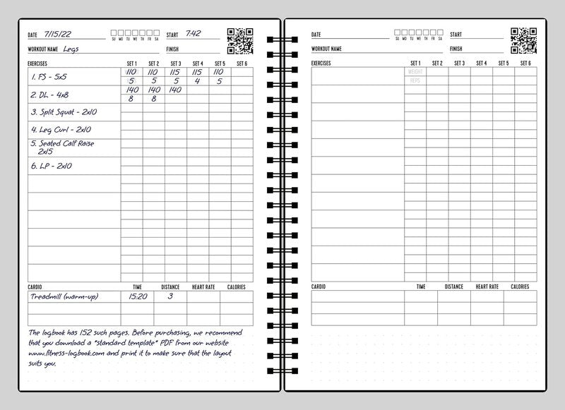 Fitness Logbook - A5 Undated Workout Journal for Men & Women | Durable Plastic Cover & Thick Paper for Tracking Weight Loss, Muscle Gain, Gym Progress