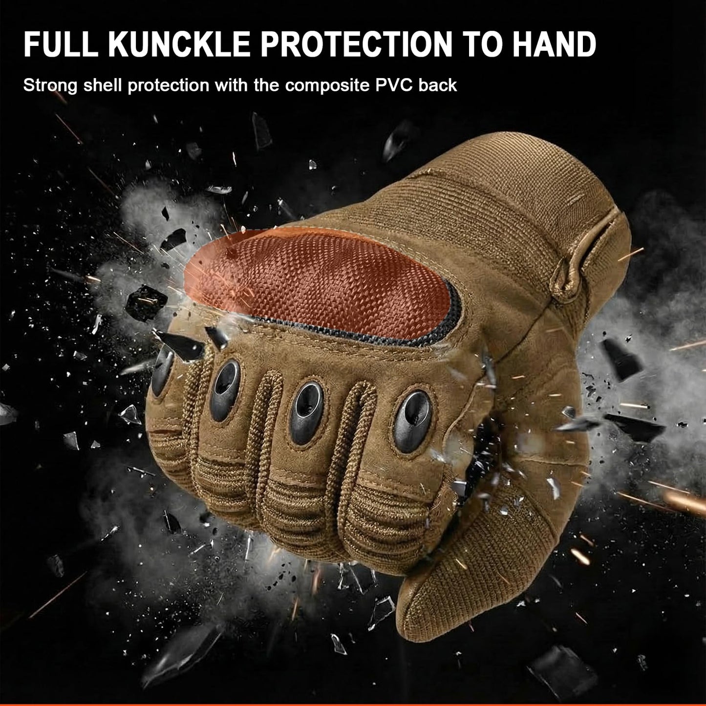 HYCOPROT Men’s Utility Gloves, Motorcycle Glove with Touchscreen Full Finger Palm Pad Protective Gears Hard Shell Work Outdoor Lightweight Breathable for Sport Hiking Motorbike Cycling Riding Running