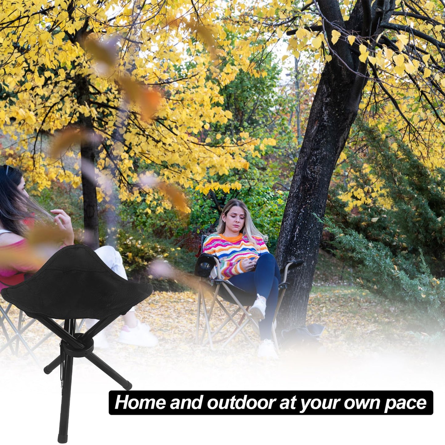 KKONHII Travel Folding Camping Stool, Outdoor Tripod Seat, Folding Camping Chairs,Fishing Chair for Camping Party Mountaineering Picnic Beach Garden Lawn