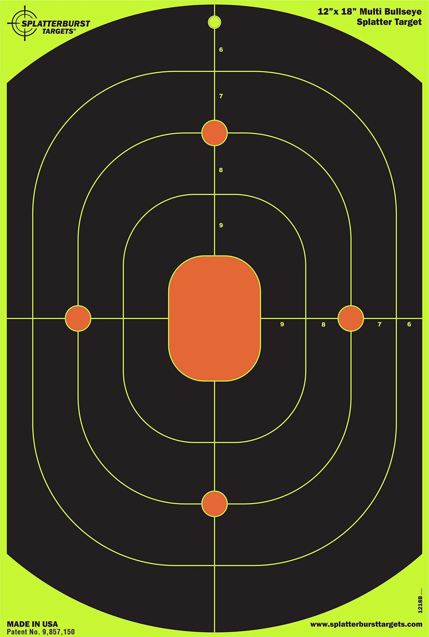 Splatterburst Targets - 12 x 18 inch Bullseye Splatter Target - Easily See Your Shots Burst Bright Fluorescent Yellow Upon Impact - Made in USA (10 Pack)