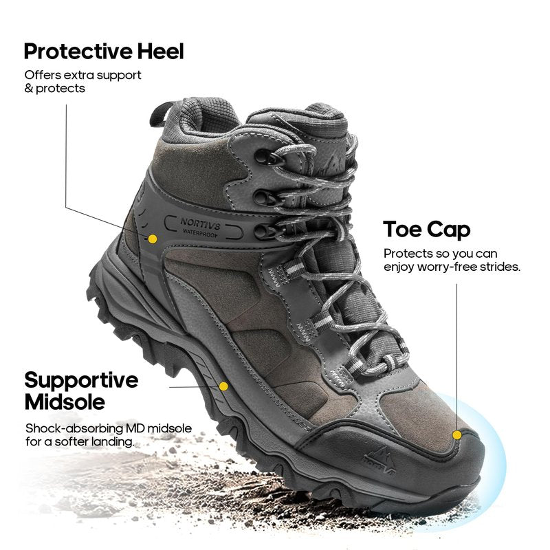 NORTIV 8 Men's Waterproof Hiking Boots Outdoor Mid Trekking Lightweight Mountaineering Shoes Paladin,Size 10.5,Dark Grey,JS19004M