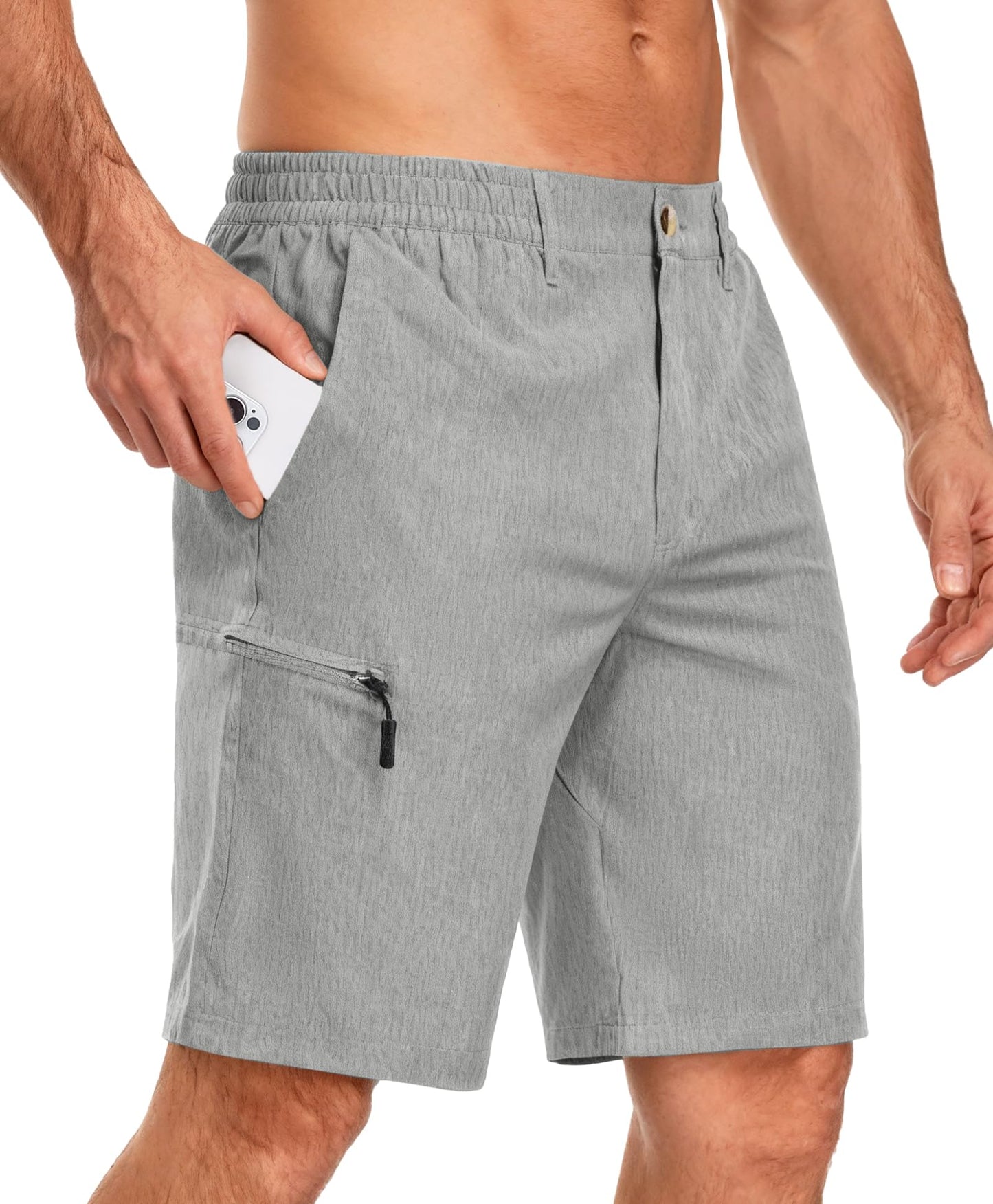 Little Donkey Andy Men's Golf Shorts Quick Dry Lightweight Breathable Casual Short with Elastic Waist 3 Pockets for Hiking 10"/11" (Dove M)