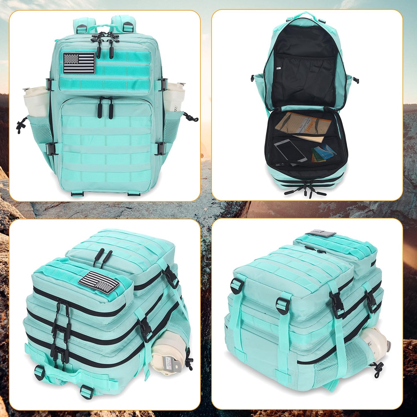 Lovelinks21 25L Tactical Backpack for Men and Women Military Backpack Small Assault Pack Molle Backpack Bug Out Bag Travel Rucksack Daypack (Mint Green)
