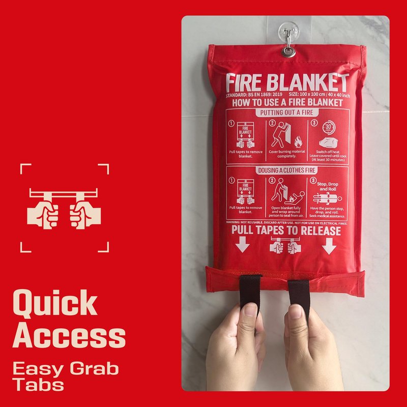MIMEAQIER Emergency Fire Blanket 4 Pack 40"x40", Essential Fire Safety Blanket for Kitchen Home Garage Car Camping