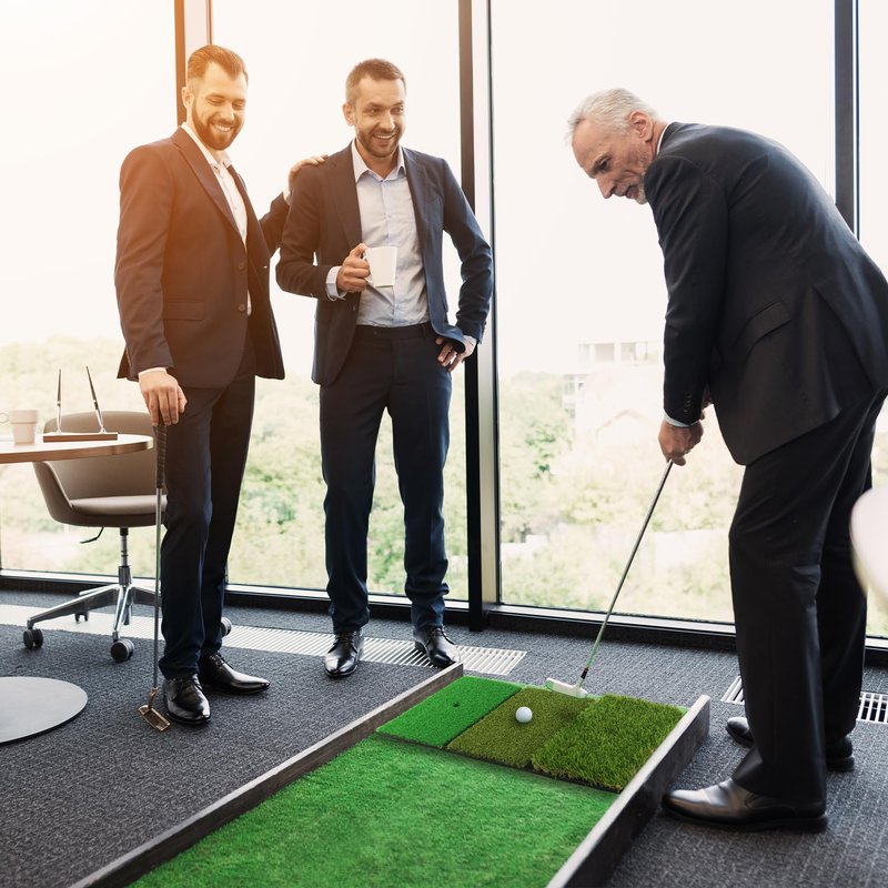 CalmBloom Golf Practice Mat 3-in-1 Turf Golf Hitting Mat for Swing, Putting & Chipping | Portable Golf Training Mat Indoor/Outdoor, Golf Mat with 8 Tees
