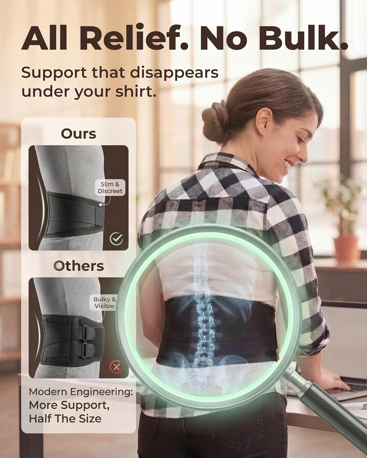 Lumbar Support Belt - Adjustable Back Brace for Pain Relief | Breathable Design Fits 59-63" Waist (XX-Large)