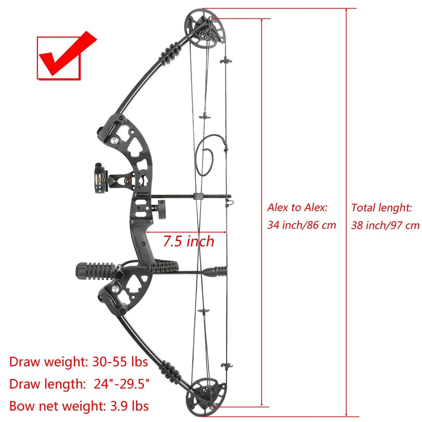 AMEYXGS Archery Compound Bows Kit Draw Weight 30-55 lbs Hunting Bow IBO 310fps Adults Archery with Hunting Accessories - Left Handed&Right Handed (Black, Right Hand)