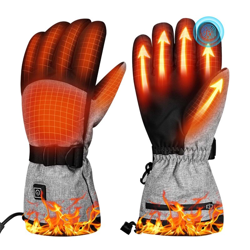 Darivefish Heated Gloves, 5V 4000mAh Rechargeable Heated Gloves for Men, 3 Heating Levels, Touchscreen, Non-Slip for Skiing, Hunting, Outdoor Work