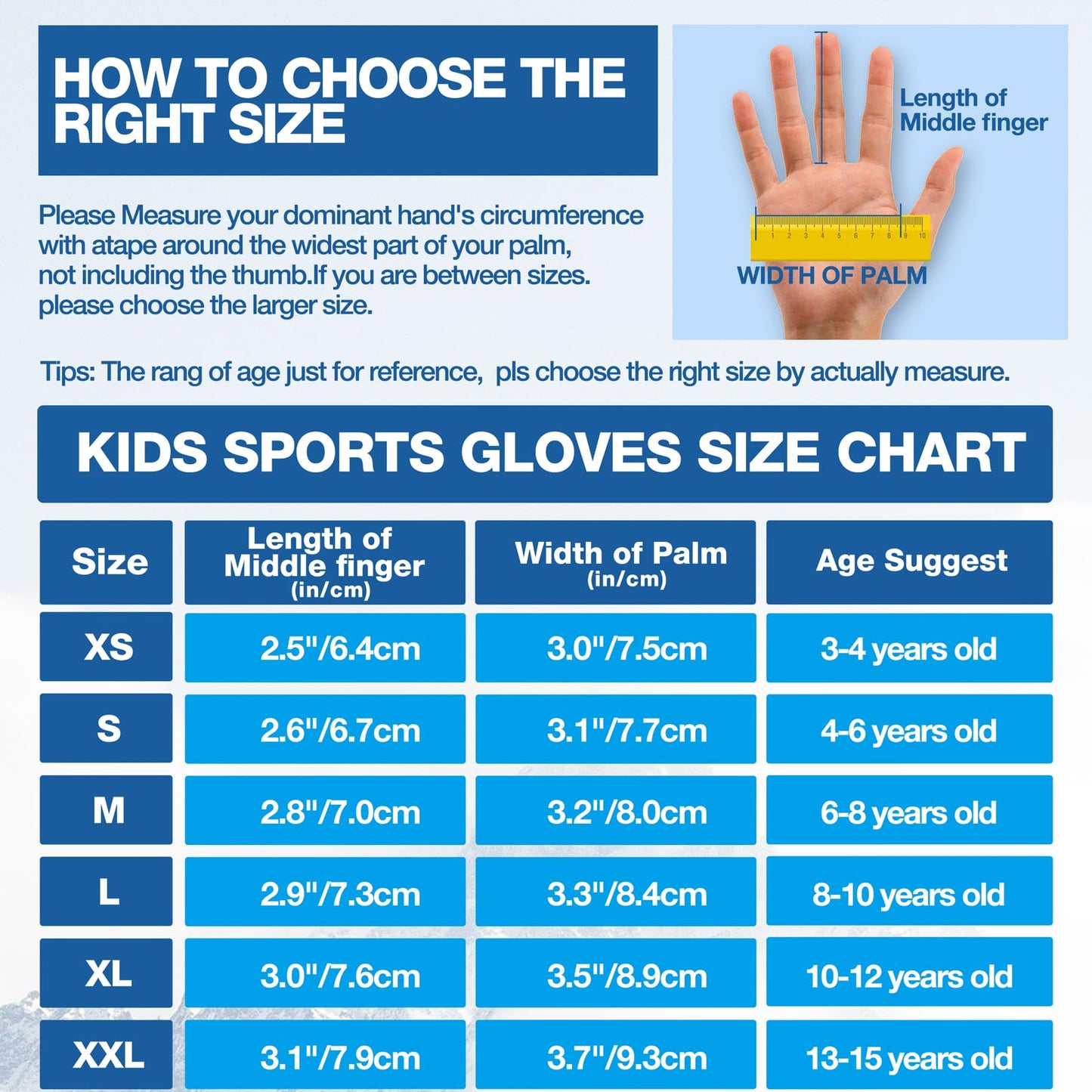 SIMARI Kids Winter Gloves with Touchscreen, Water-Resistant, Warm Thermal, Windproof for Boys Girls Toddler, Gloves for Cold Weather Cycling Running Snow Ski Football Soccer Hiking Camping (Blue S)