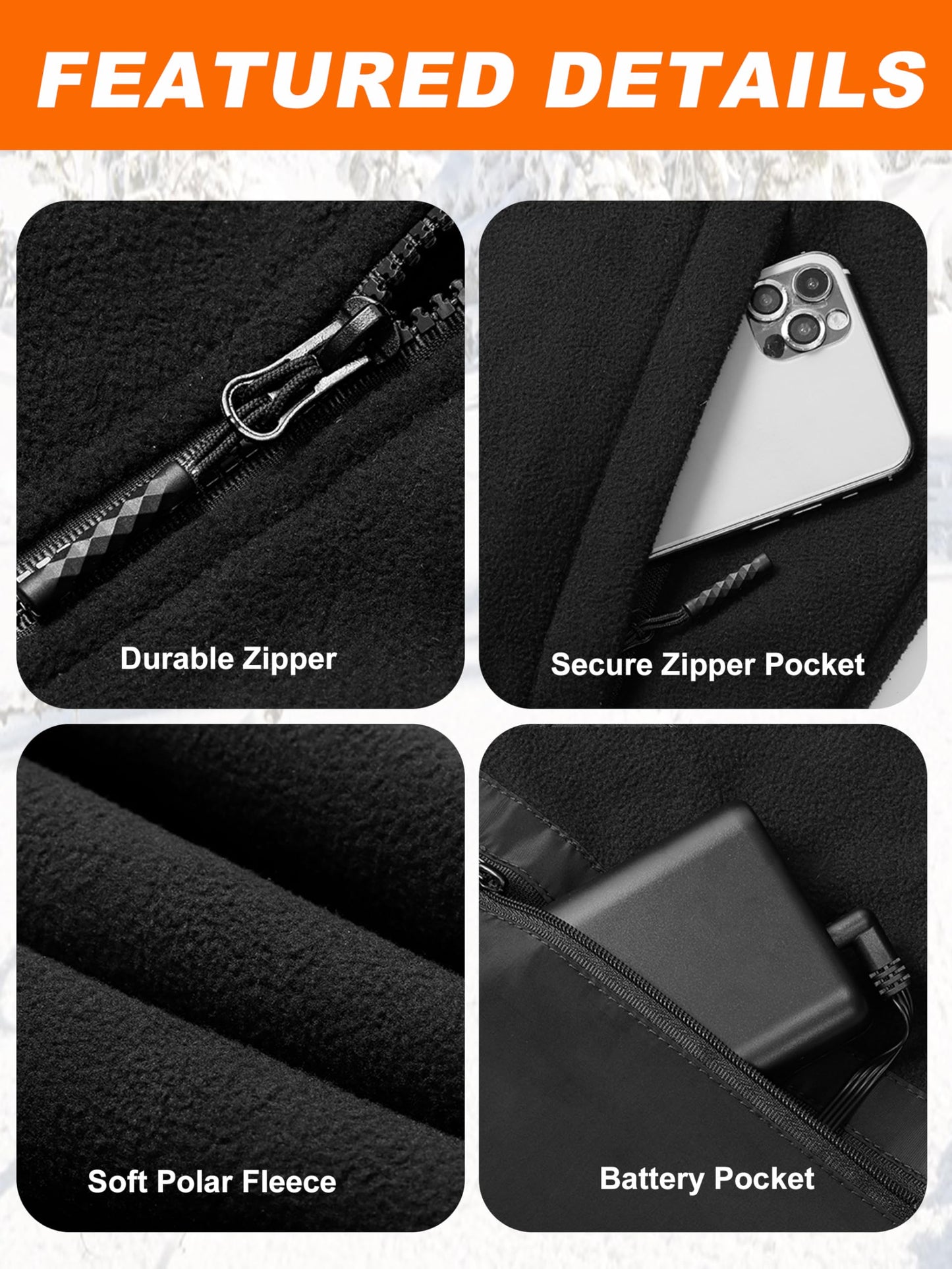 Udesyeny Heated Vest for Men with 16000mAh 7.4V Battery Pack Included, Fleece Warming Men's Heated Vest Rechargeable (Large)