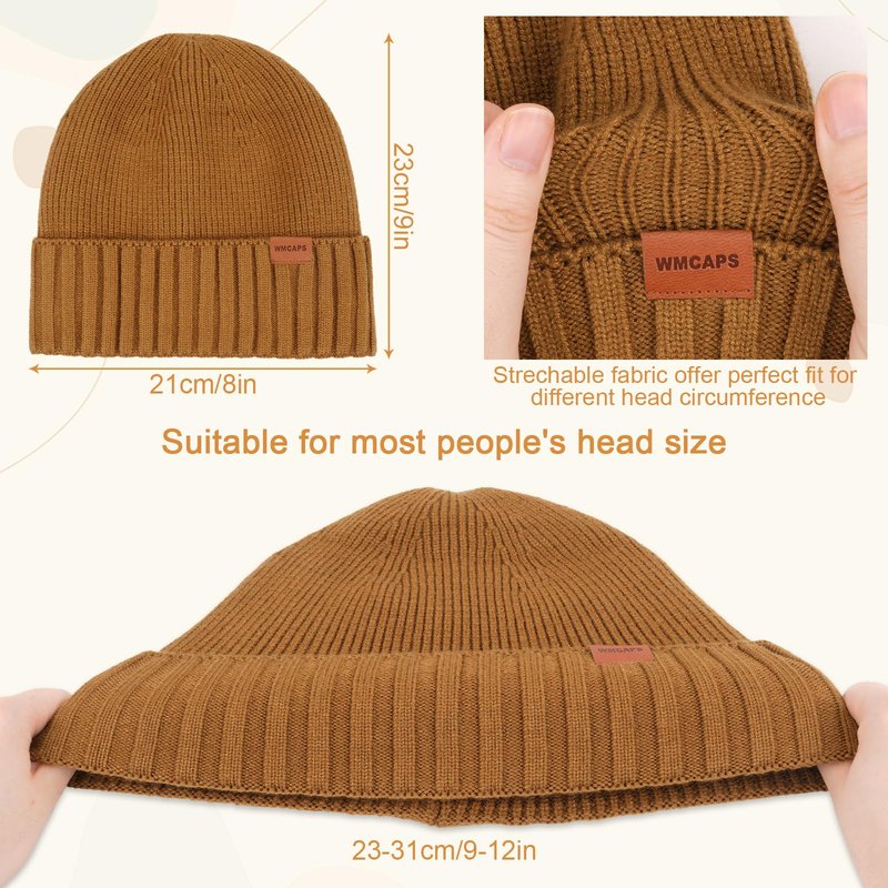 Wmcaps Fleece Lined Beanie Knitted Hats for Men Women, Winter Stocking Cap Soft Beanie Warm Ski Hats Unisex Gifts Navy Blue