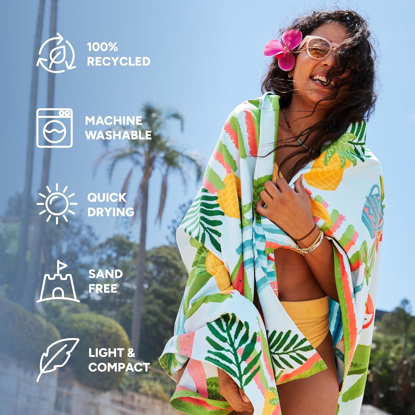 Dock & Bay Quick Dry Beach Towel | Sand-Free, Lightweight, Eco-Friendly - Large 160x90cm