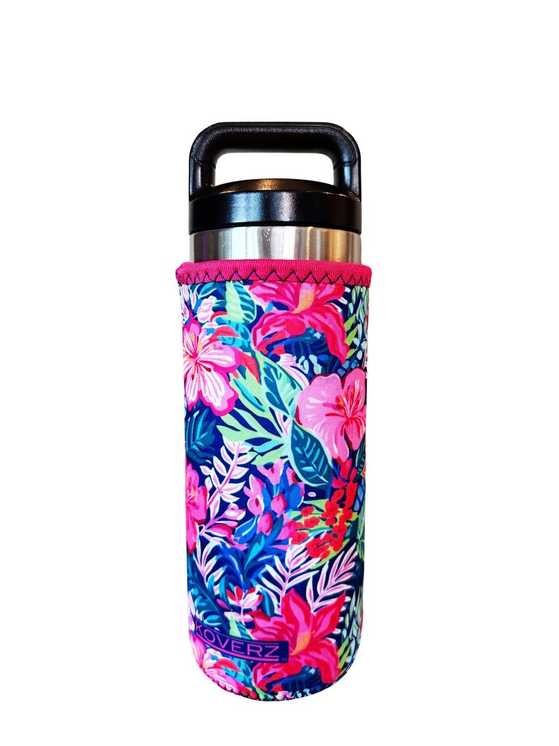 Koverz Water Bottle Sleeve, Neoprene Insulated Bottle Sleeve, Fits 24-30 Oz. Water Bottle, Washable and Reusable, Large Size, Hibiscus