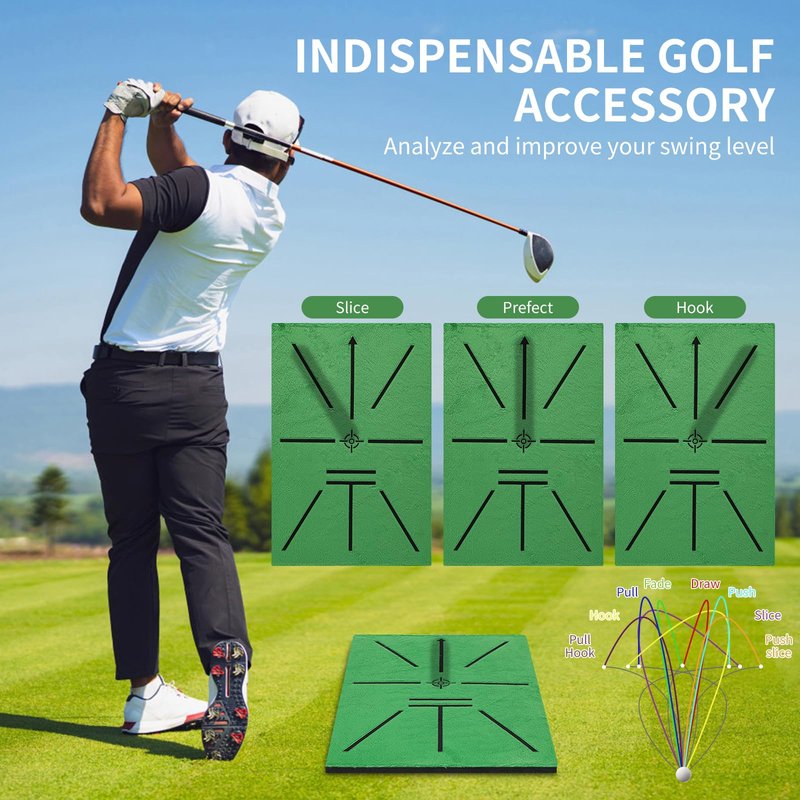 Swingmetrics Golf Hitting Mat – Swing Path Detection with 14''x9'' Aluminum Base 3'' Dual Ground Spikes – Golf Practice Mat for Outdoor Use, Swing Feedback & Training Aid (Swing Path Only)