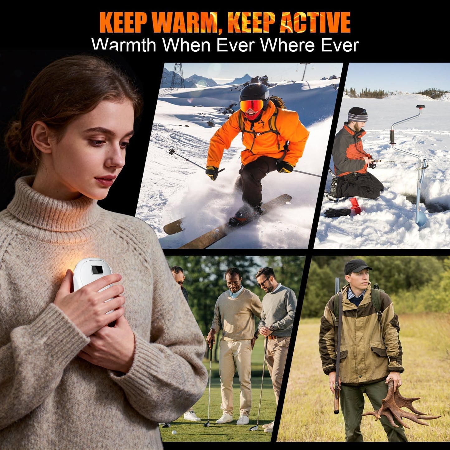 Hand Warmers Rechargeable 2-Pack – AI Electric Pocket Heaters, Fast 131 °F Heat, 18-Hour Warmth, 3-Level Settings, UL-Certified, Ideal for Golf, Raynaud’s, Camping & Gifts for Men & Women White
