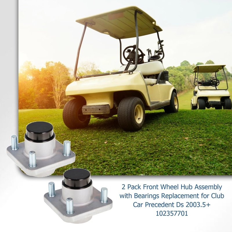 WFLNHB 2 Pack Front Wheel Hub Assembly with Bearings Replacement for Club Car Precedent Ds 2003.5+ 102357701