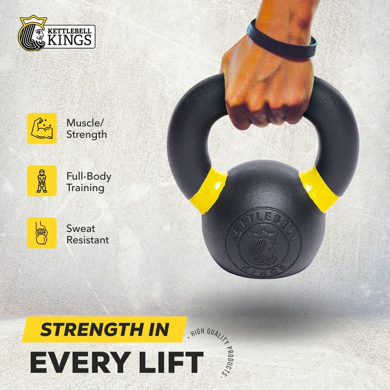 Kettlebell Kings Powder Coated Kettlebells Weight 8KG - Hand Weights Workout Gym Equipment and Strength Training Sets for Women and Men - Weights Set for Home Gym (4-48KG)