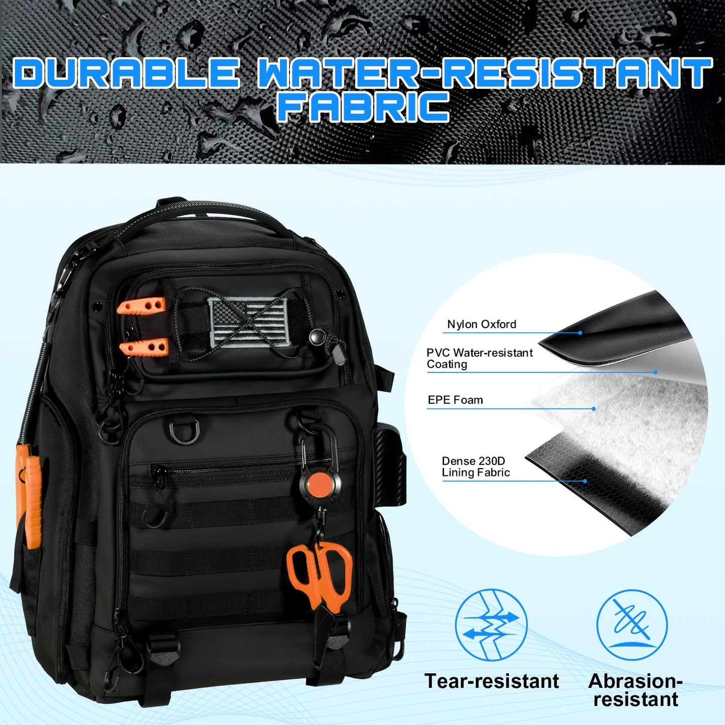 BAIXIXIG 50L Fishing Tackle Backpack with Removable Lure Wraps,2 Rod Holders Storage Fishing Gear and Equipment