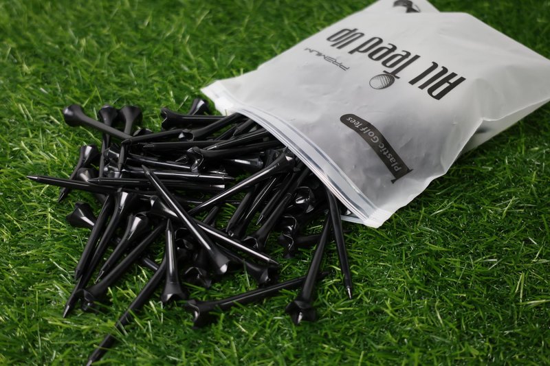 All Teed Up Premium Plastic Golf Tees - Black- 2.75 & 1.5 Inch Plastic Combo Pack
