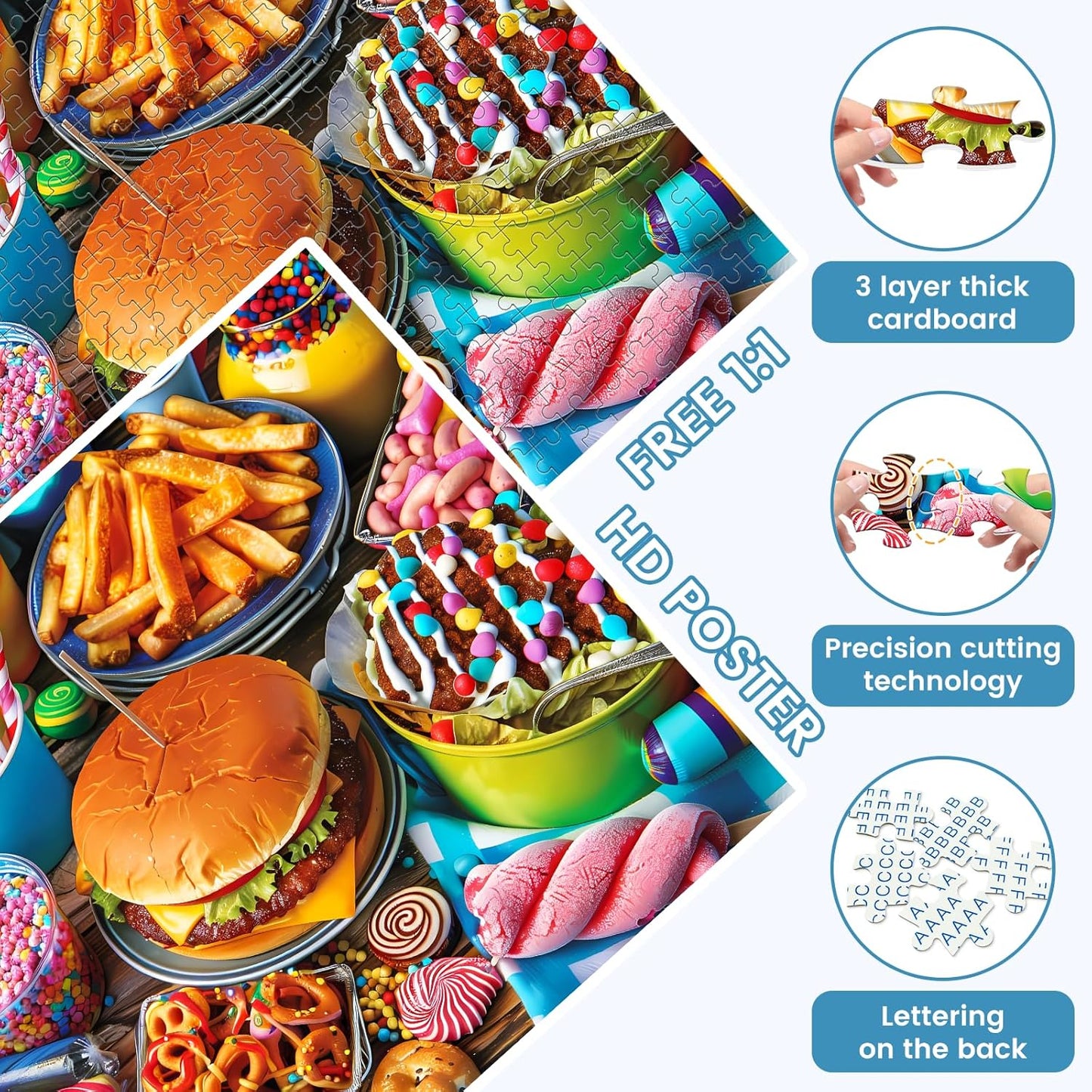 500 Piece Hamburger Jigsaw Puzzle for Adults | Fun Food-Themed Puzzle, 20.5x15 in