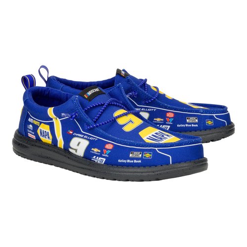 Hey Dude Wally Nascar Chase Elliott Blue Multi Size M12, Men’s Shoes, Men's Slip-on Loafers, Comfortable & Light-Weight