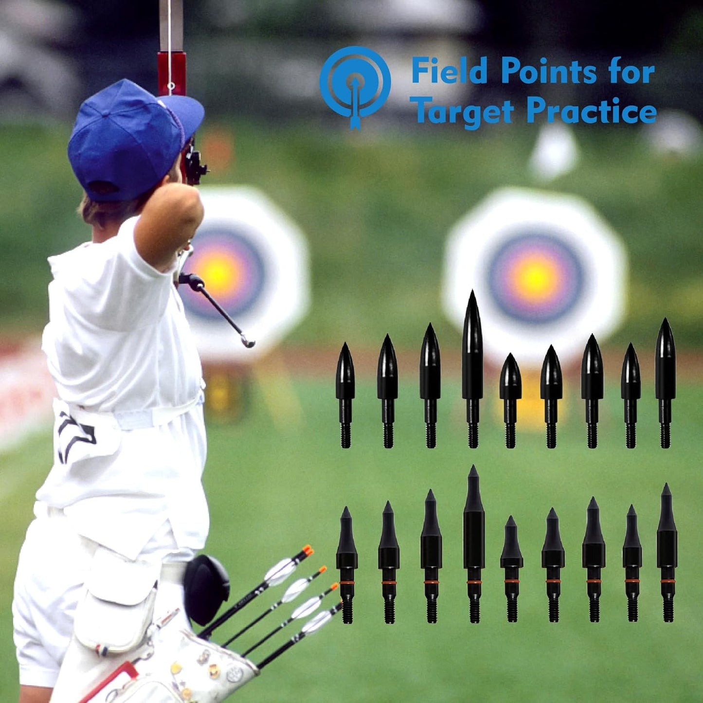 Archery Arrow Tips - 12pcs 100/125/150/200 Grain Field Points | 5/16 Inch Screw-in for Recurve & Compound Bows