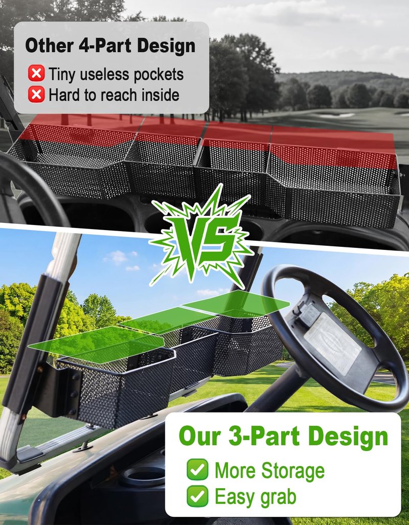 CYOOYC Golf Cart Front Inner Basket for EZGO TXT RVX VALOR Yamaha G29 Drive2 G16-G22 Club Car DS Tempo Modular Mesh Storage Tray Organizer for Extended Space (Yamaha G14-G22 1995-2007)