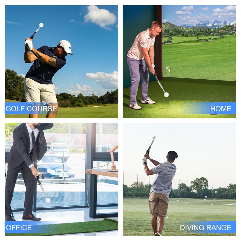 NomadSphere Retractable Golf Swing Trainer for Right Handed with 2 Alignment Sticks – Training Aid for Grip, Strength & Tempo, Swing Mechanics, Arm Band, Indoor/Outdoor Practice
