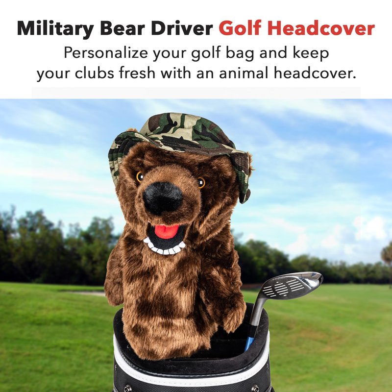 Daphne's Headcovers Military Bear Driver Headcover | Premium Driver Headcovers | Funny Golf Club Covers | Stylish Protection for Your Clubs | Men's Golf Gear | Driver Headcover for Men and Women
