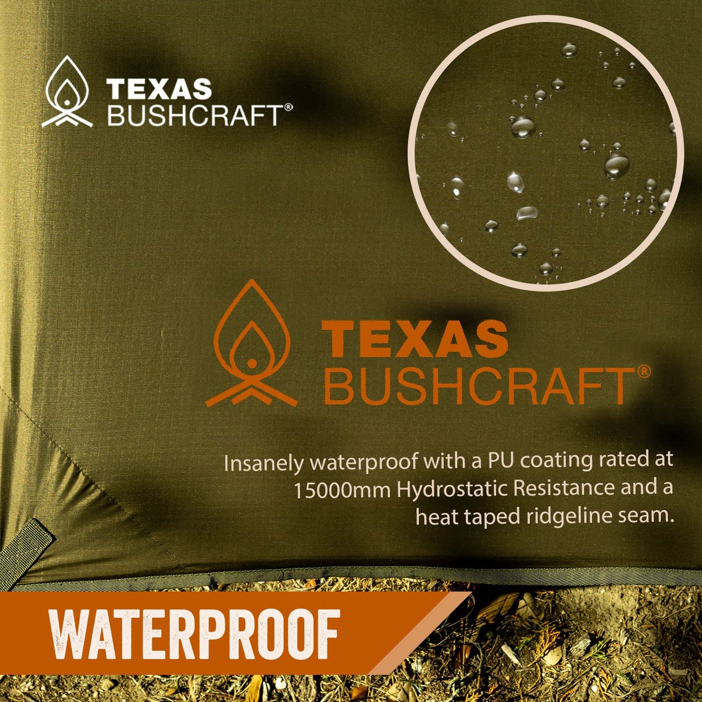 Texas Bushcraft Emergency Camping Tarp, Waterproof 10x10 Emergency Shelter for Backpacking and Hiking, 70D Ripstop Nylon Survival Tarp with Reflective Aluminized Polymer and Loop Ties with Grommets