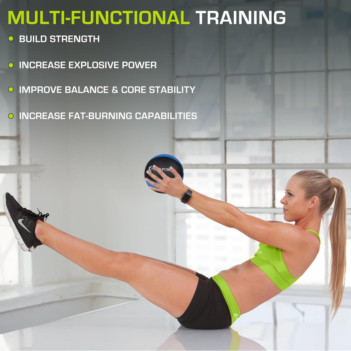 Weighted Medicine Ball for Full Body Workouts - ProsourceFit | Durable Rubber, 10 lbs