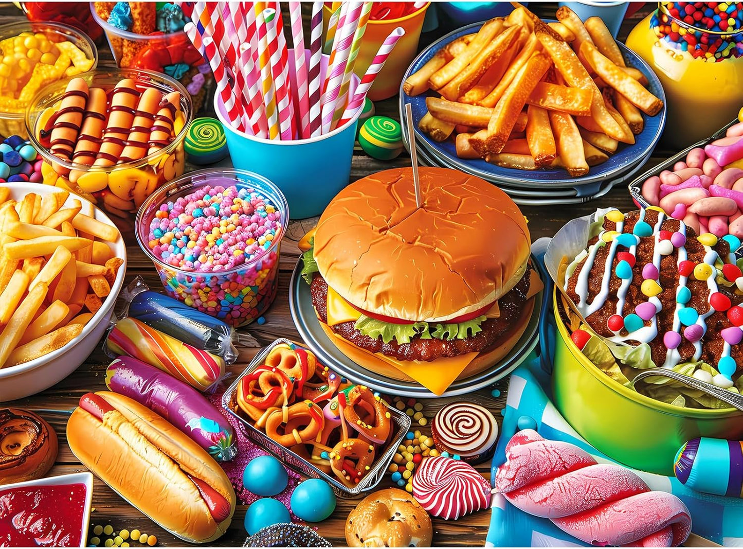 500 Piece Hamburger Jigsaw Puzzle for Adults | Fun Food-Themed Puzzle, 20.5x15 in